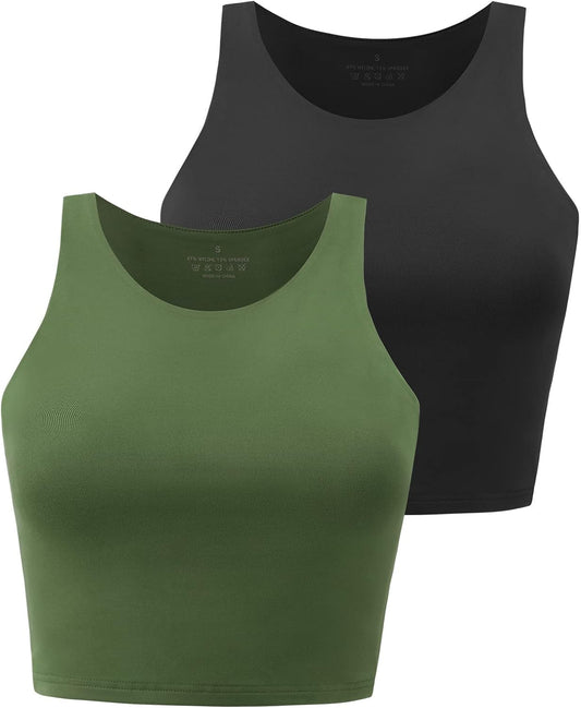 Workout Crop Tops for Women Cropped Racerback Halter Neck Shirts Sleeveless Yoga Tops Pack