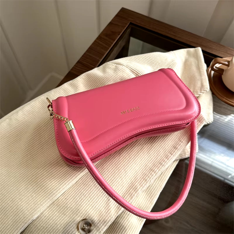 Ladies Shoulder Crossbody Bags PU Leather Women Underarm Bags Solid Color Small Top-Handle Bags Purse Female Daily Handbags